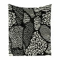 thumbnail image 1 of Ethnic Soft Flannel Fleece Throw Blanket, Funky Abstract Formless Minimalist Leopard Brush Strokes, Cozy Plush for Indoor and Outdoor Use, 50" x 70", Black and Cream, by Ambesonne, 1 of 6