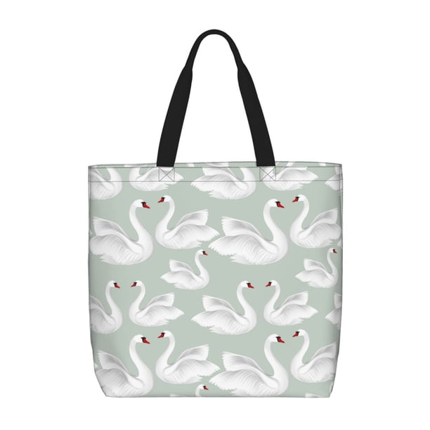 Fotbe White Birds Bolsa Tote con Estampado para Mujer, Bolsos con Cremallera, Bolsa de Hombro Casual de Gran Capacidad con Bolsillos Internos