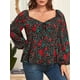 thumbnail image 3 of Blusa de talla grande para mujer Blusa floral de manga larga acampanada Vintage Camisas casuale MABOTO Cárdigan de mujer, 3 of 7