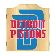 Detroit Pistons Fade Dart Board Cabinet Set with 6 Steel Tip Darts