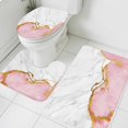 thumbnail image 3 of Pink Gold Marble Bath Mat 3 Piece Bathroom Rug Set, Modern Abstract Marble Crack Texture Non Slip Bath Rug Contour Mat and Toilet Lid Cover, Absorbent Shower Mats Soft Bath Rugs and Mats Sets, 3 of 8