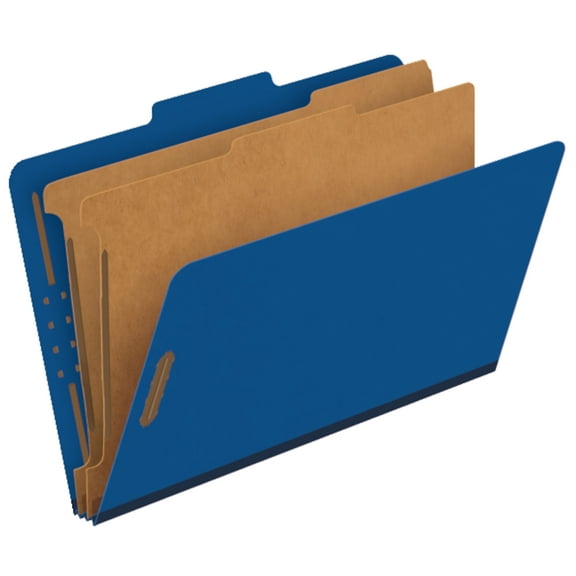 Pendaflex® Classification Folders, Standard, 2 Dividers, Embedded Fasteners, 2/5 Cut Tab, Dark Blue, Legal, 10/BX, 5 BX/CT
