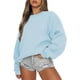 thumbnail image 1 of Gibobby Casual Sudadera para Mujer Sudadera de Forro Polar Suave con Cuello Redondo Sudadera para Mujer(Azul claro,M), 1 of 4
