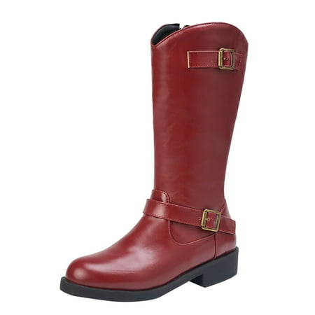 GHSOHS Cowboy Boots for Women Women s Mid Calf Boots Ankle Boots Shoes Hiking Shoes Shoes Fashion Knee Long Boots Thick High Heels Over Knee Pleated Suede Long Boots Western Cowgirl Boots Size 41