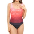 thumbnail image 2 of WREESH Womens One Piece Swimsuits Fashion Retro Print Fitting Bikini Swimsuit Sleeveless Bathing Suits Pink, 2 of 9