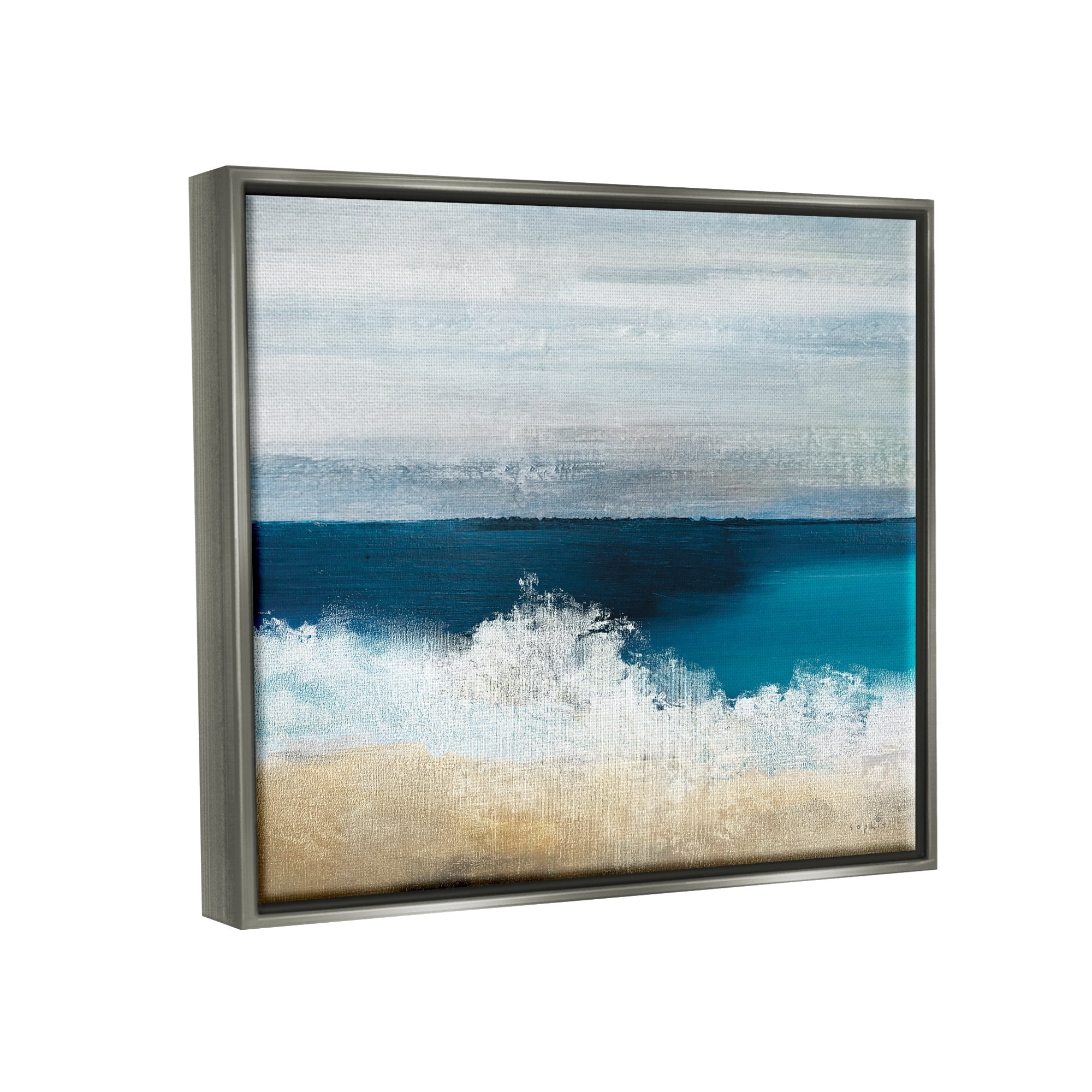 Stupell Industries Beach Waves Crashing Foam Panoramic Ocean View Painting Luster Gray Floating Framed Canvas Print Wall Art, Design by Sophie 6
