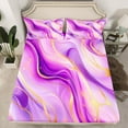 thumbnail image 2 of jejeloiu Modern Fluid Artwork Twin Sheet Sets,Marble Pattern Twin Fitted Sheet,Gradient Pink Purple Flat Sheet For Teens,Microfiber Bedroom Decor,3-Piece, 2 of 7