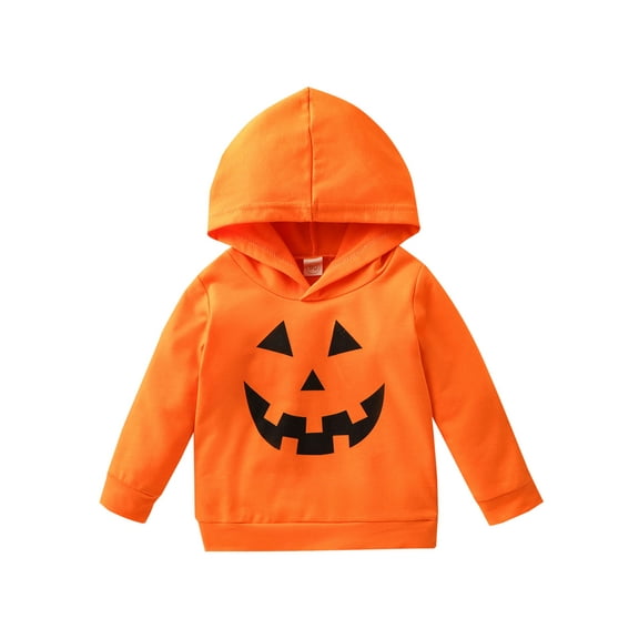 Little kids Toddler Baby Boy Girl Halloween Pumpkin Sweatshirt Long Sleeve Pullover Hooded Tops Shirt Tee Fall Clothes