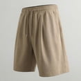 thumbnail image 5 of Men's Cotton Blend Straight Leg Sweat Shorts 7 Inch, Elastic Waist Drawstring Casual Shorts with Side Pockets, Loose Fit Breathable Workout & Lounge Shorts Khaki, 5 of 5