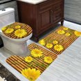 thumbnail image 2 of Coofit 3PCS Bath Rug Set Fashion Sunflower Pattern Non-slip Toilet Rug Toilet Lid Cover, 2 of 4