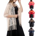 thumbnail image 2 of Women Scarf Solid Color Lace Ladies Crochet See Through Bride Shawl Wrap for Wedding, 2 of 10