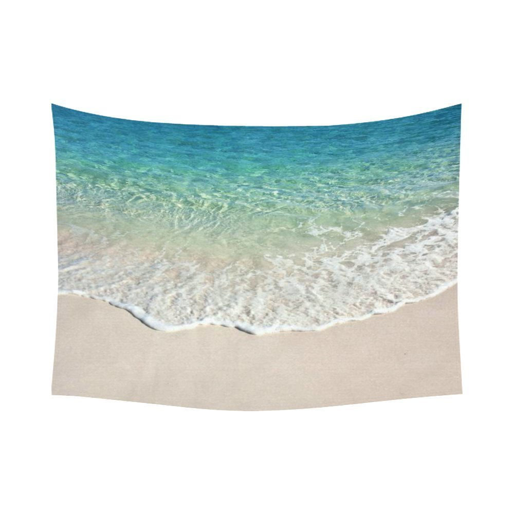 GCKG Blue Ocean Wave Sand Beach Tapestry Wall Hanging Summer Tropical