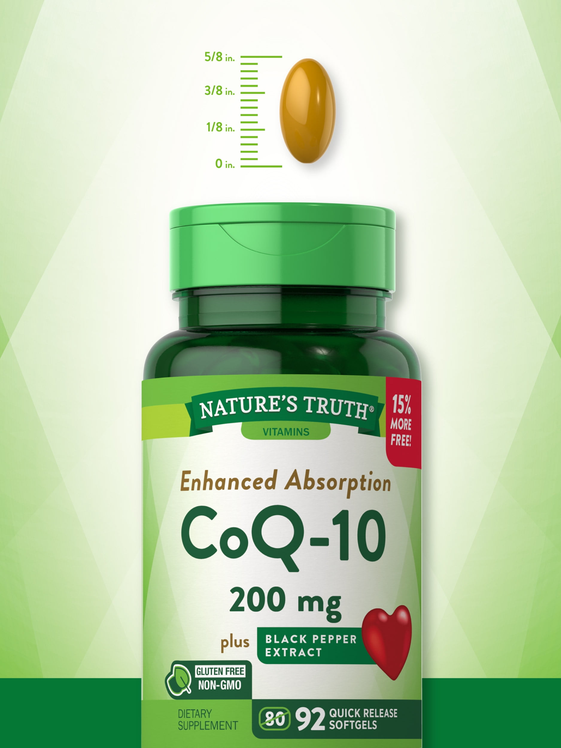 CoQ10 200 mg Softgels | 50 Count | Plus Black Pepper Extract | by Nature's Truth