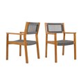 thumbnail image 2 of Of 2 Dark Grey Braided Dining Chairs - Wood & Rope Fastening Ergonomic 23.8"w X 23.53"d 35.37"h 400 Lbs Weight Furthering Capacity 2 Chair Construction Bearing, 2 of 6