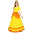 thumbnail image 2 of 6-Piece Galaxy Princess Cosplay Costume Set for Women, Satin Cosplay Party Gown with Crown, Star Wand & Accessories, Complete Halloween Dress-Up Outfit (Yellow), 2 of 8