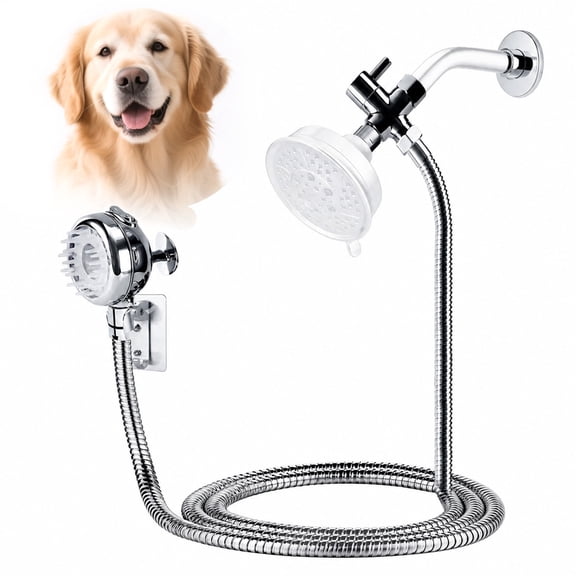 YESGIRL Dog Shower Attachment with 9.5 ft Hose, 3-Mode Pet Shower Sprayer with Flow Control Valve and Silicone Brush Tips, Dog Bathing Tool for Bathroom Shower Arm