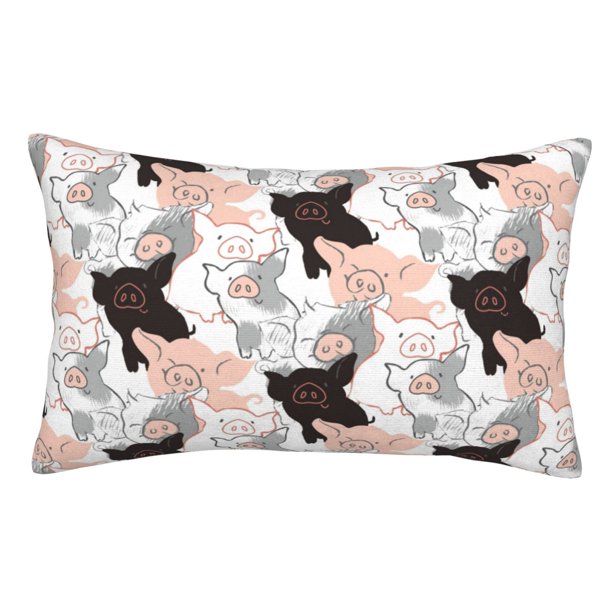 Fotbe Pigs Funda de Almohada Decorativa Estilo Occidental, Lujo en Algodón, Fundas para Almohadas King, Cojín Estampado para Decoración del Hogar-14"x20"