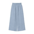 thumbnail image 4 of VV AVEORS Capri Pants For Women Wide Leg Summer Gaucho Capris Pant Palazzo Drawstring Loose Fit Casual Dressy Cropped Trousers With Pockets Sky Blue S, 4 of 6