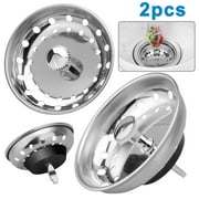 2pcs Kitchen Sink Basket Strainers Rubber Stopper, EEEkit Stainless Steel Kitchen Sink Drain Replacement for 3.15"