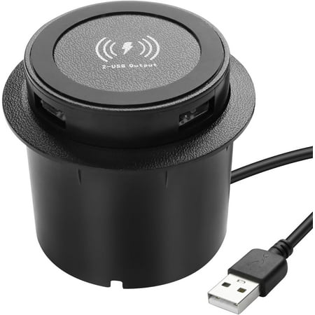 MJMJ Desktop Embedded Wireless Charger 3-in-1 Multifunctional Pop-Up 10W Fast Charging Wireless Charger USB Desktop Charger Dual USB Charging for Smartphone for Bedside Table Desks Furniture