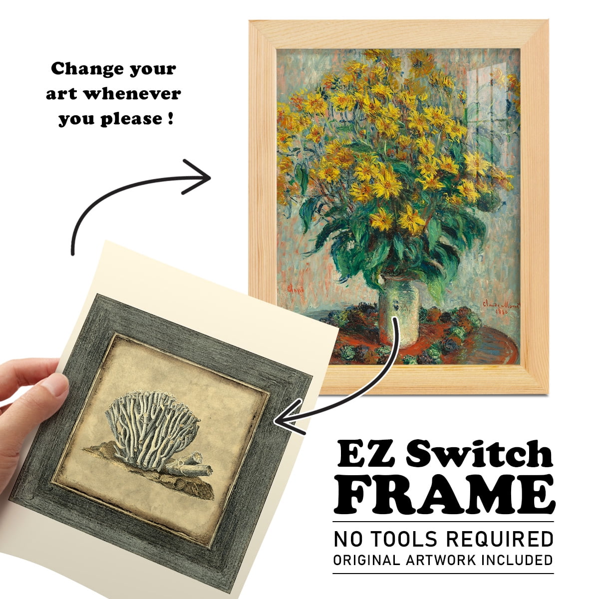 Mini Exotic Coral IX (U) - Framed Print w/glass - Natural Wood