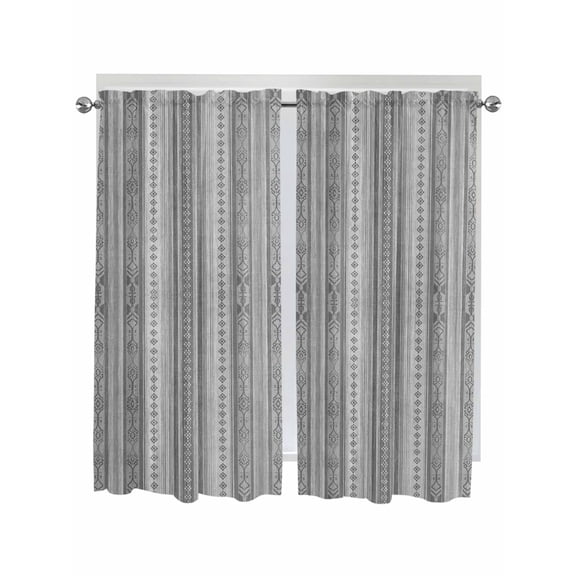 Living Room Curtains 72 Inches length, Grey Geometric Window Treatment Curtain Drapes, Modern Abstract Art Vintage Boho Light Filtering Drapes for Bedroom Laundry Room, 52"x72", 2 Panels
