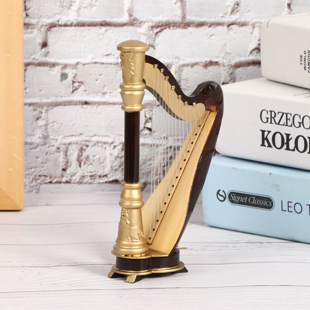 Modèle de harpe miniature 4in, Mini modèle d'instrument de harpe en bois avec boîte- pour étagère de bureau à la maison idée de de décoration de salle de musique Modèle de harpe miniature 4in, Mini modèle d'instrument de harpe en bois avec boîte- pour étagère de bureau à la maison idée de de décoration de salle de musique