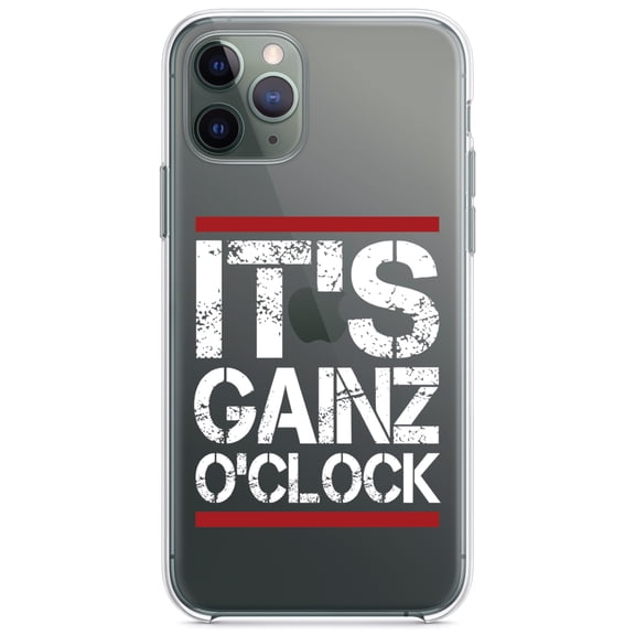 DistinctInk Clear Shockproof Hybrid Case for iPhone 13 (6.1" Screen) - TPU Bumper Acrylic Back Tempered Glass Screen Protector - It's Gainz O'Clock Working Out