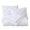 thumbnail image 1 of Juego de edredón de 3 piezas con pliegues, juego de cama de microfibra suave lavada con flecos para hotel, dormitorio, habitación de invitados (Queen, blanco), 1 of 5