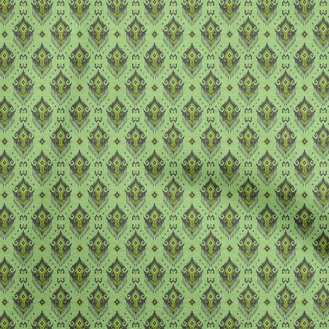 oneOone Georgette Viscose Light Green Fabric Asian Ikat Sewing Material Print Fabric By The Yard 42 Inch Wide