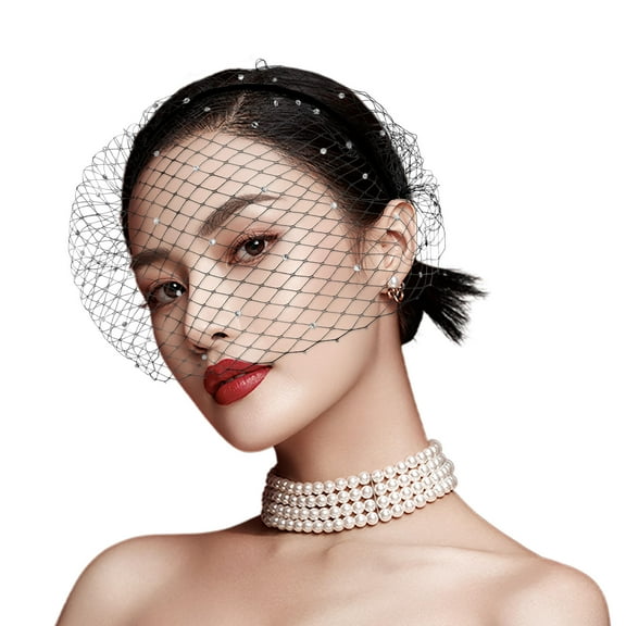 PENIKOKO 1Set Elegant Circular Black Mesh Veil Headband for Women Hair Accessories Fashion Accessory Versatile