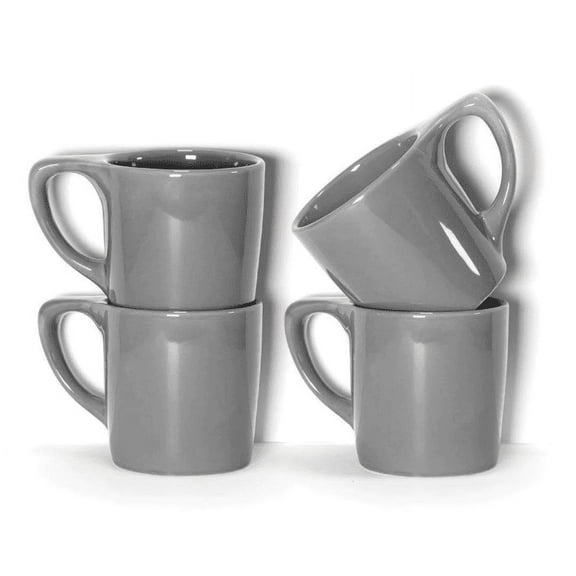 notNeutral LINO 10 oz Porcelain Coffee Cups | for Specialty Coffee Drinks, Latte, Cappuccino, Mocha and Tea | for Personal, Restaurant, Commercial Use | Dark Gray Set of 4