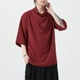 thumbnail image 3 of Camisa de manga corta irregular de seda helada para hombre - Diseño de pelo oscuro, mezcla de algodón, 3 of 8