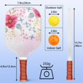 thumbnail image 4 of Pickleball Paddles Set Of 2, Fiberglass Surface, Spring Flowers Floral Print, 4 Balls & Bag, 4 of 5