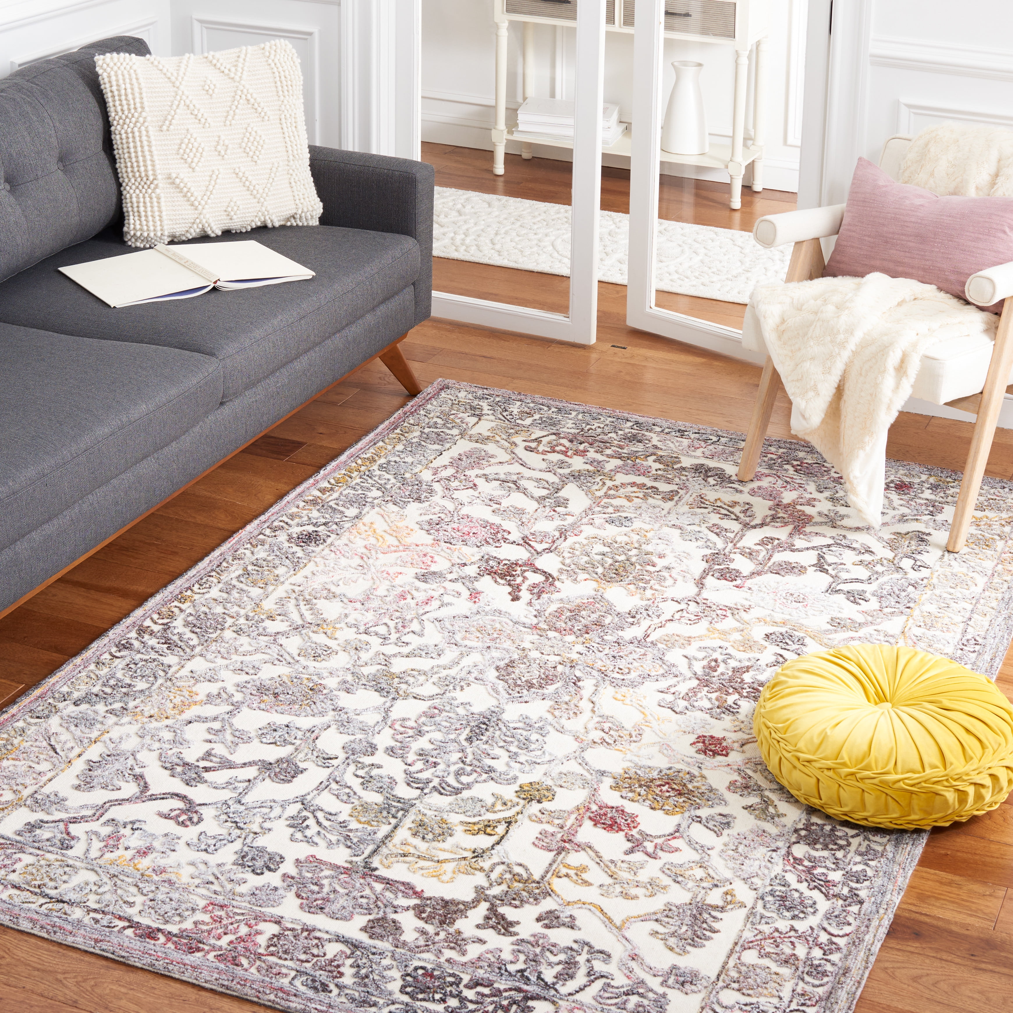 SAFAVIEH Trace Giuseppe Floral Area Rug, Red/Ivory, 3' x 5'