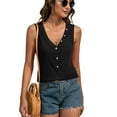 thumbnail image 4 of SWSMCLT Women's V Neck Sleeveless Fashion Vest Soft Top Fall Loose Spring Cozy Elegant Summer Tank Top Black Medium, 4 of 4