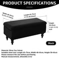 thumbnail image 2 of Jokapy Stretch Velvet Rectangle Ottoman Bench Cover Soft Footstool Slipcover, Black, 2 of 10