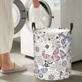 thumbnail image 5 of Rateoe Vintage Butterflies Pattern Round Laundry Hamper Basket, Tall Hamper Basket for Blanket Storage, Nursery Clothes Hamper for Laundry in Bedroom and College Dorm-Medium, 5 of 6