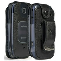 Nakedcellphone Fitted Series compatible with Verizon Kyocera Cadence 4G LTE S2720 Phone Case, [Black Vegan Leather] Form-Fit Cover with [Built-In Screen Protection] and [Metal Belt Clip]