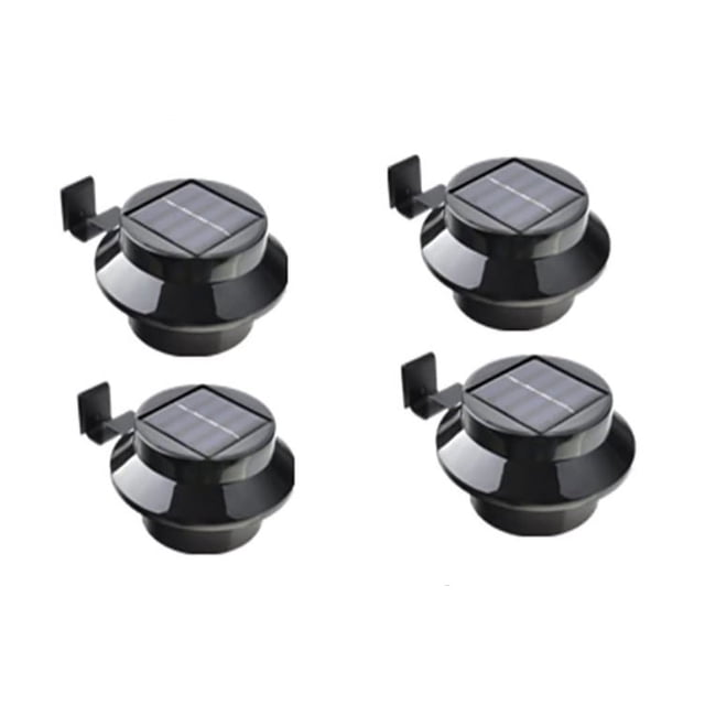 FloreceBien Paquete de 4 luces solares para canalones Oudoor, energía impermeable, luz de seguridad LED solar inteligente para canalones, luz de seguridad nocturna, color negro