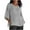 zb-Gray, variant on Hvyesh Linen Shirts for Women Plus Size 3/4 Sleeve Tops Summer Casual Round Neck Pullover Blouse Ladies Tunic Tshirt