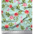 thumbnail image 1 of Soimoi Rayon Fabric Leaves,Rose & Peony Floral Print Fabric by The Yard 56 Inch Wide, 1 of 3