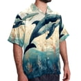 thumbnail image 2 of Whale Men's Hawaiian Shirt, Short Sleeve Printed Button Down Beach Casual Tops, Summer Spread Collar Men's Shirts, 2 of 6