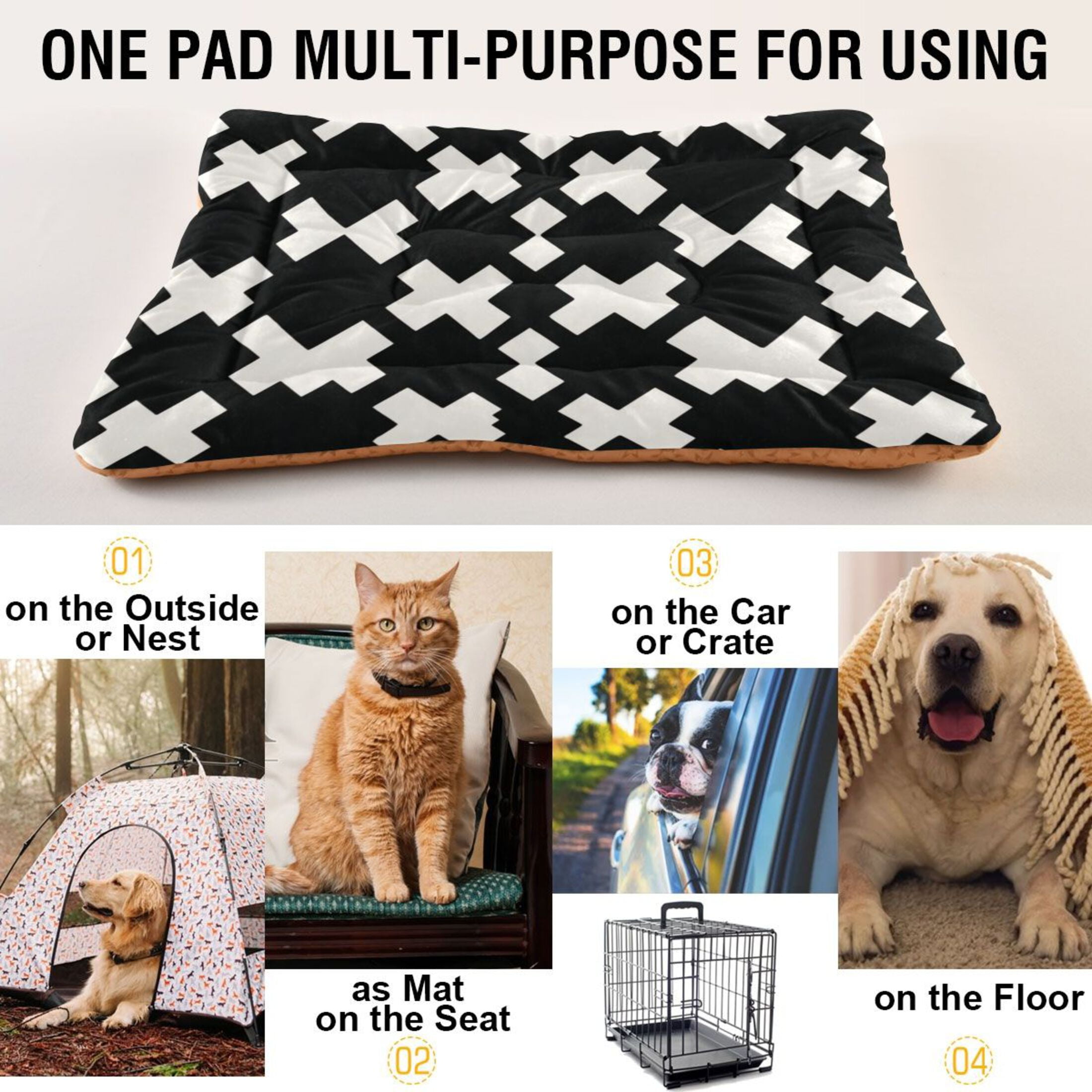 Cozy Mat Pet Bed Indoor Outdoor Warm Soft For Cat Dog Puppy(S/M) Ethnic-style Patterns