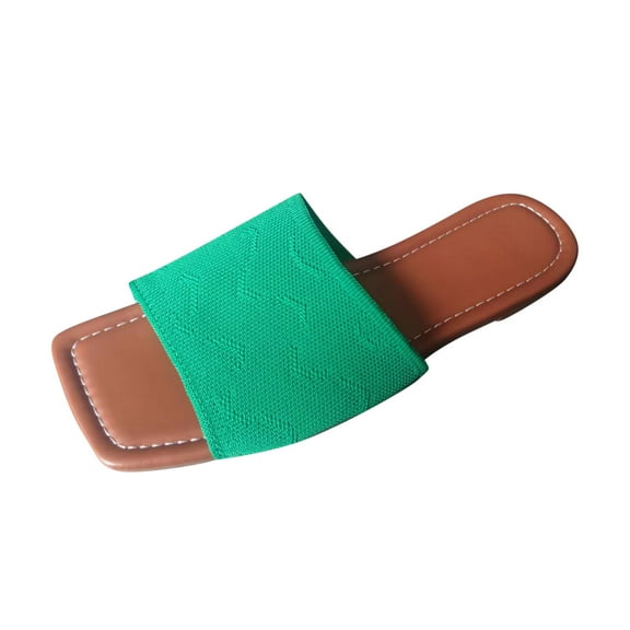 AnuYalue Cute Flat Slides for Womens Dressy Flat Sandals Summer Square Open Toe Sandals Flats Ankle Strap Comfortable Slip On Slide Sandals Fashion Shoes