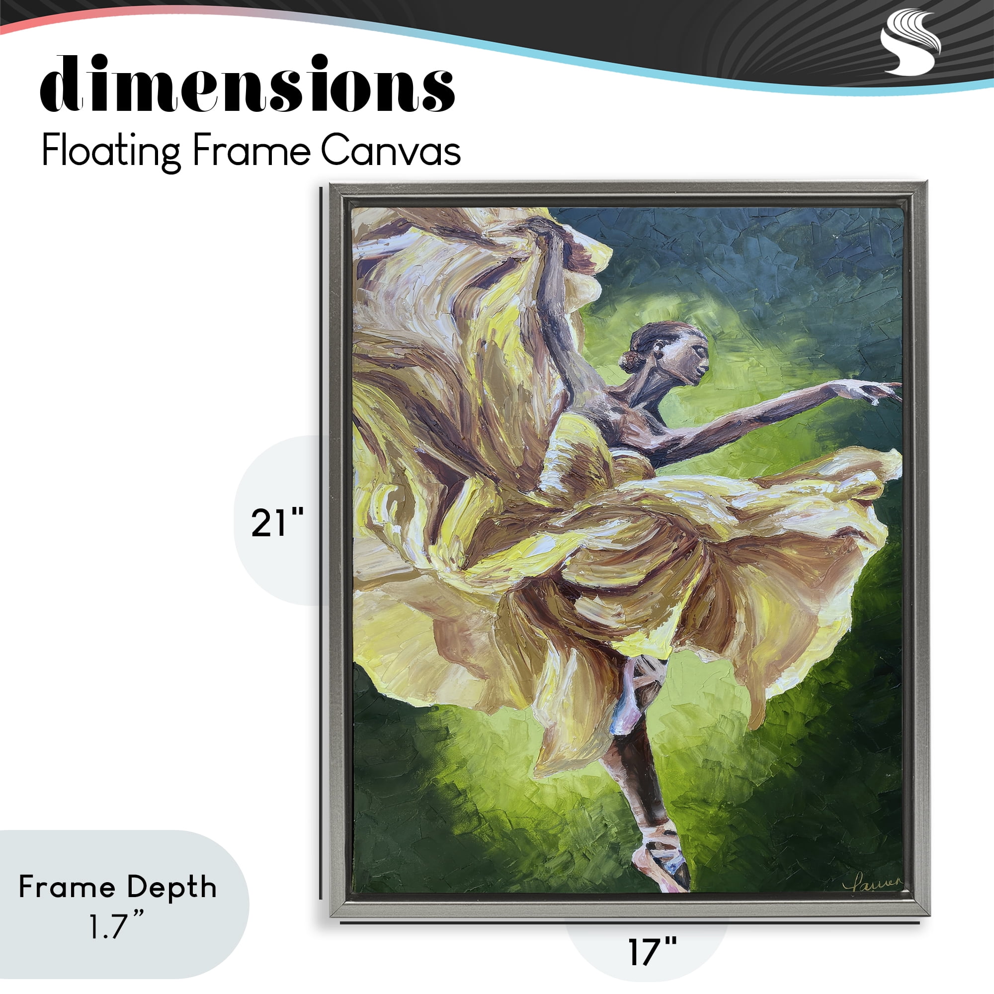 Stupell Industries Primavera Ballet Dancer Gray Framed Floater Canvas Wall Art, design by Lauren Luna
