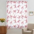 thumbnail image 3 of Pink Bow Ribbon Sheer Curtains 63 Inches Long, Vintage Modern Art Bowknot Light Filering Curtains, Breathable Simi Curtain Privacy Drapes for Living Room Bedroom Lightweight Window Treatment, 3 of 9