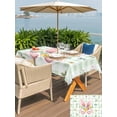 thumbnail image 4 of Outdoor Tablecloth with Umbrella Hole and Zipper, Easter Rectangle Table Cloth 60x84 Inch Waterproof Tablecloth, Spring Bunny Ears Feet Flowers Green Plaid Picnic Table Cover for Patio Camping, 4 of 7