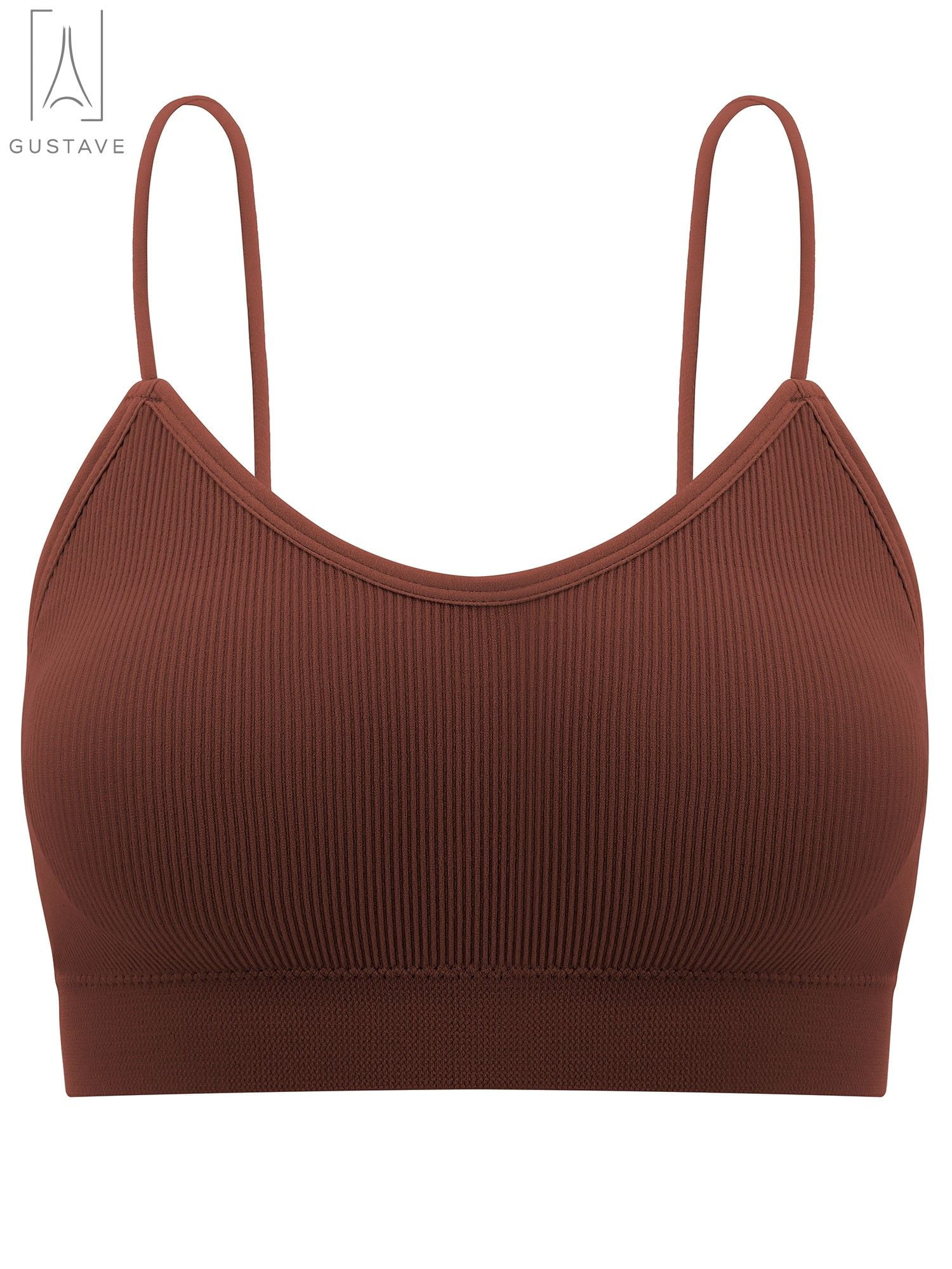 Gustave 5-Pack Women's Seamless Cami Bra V Neck Padded Bralette Spaghetti Strap Pullover Style Bras Tank Top Wire Free "Size M"