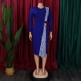 thumbnail image 3 of AURA Plus Size Pencil Midi Dress Round Neck High Waist Bodycon Ruched 9 10 Sleeve Elegant Work Dress, 3 of 10